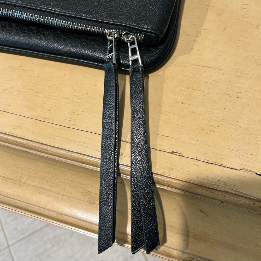 Zadig & Voltaire Black Leather Shoulder Bag with Silver Wing Emblem - Picture 10 of 15